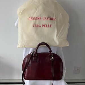Vtg Vera Pelle Doctor’s, Dome, Bowling Chocolate Brown Leather Crossbody Bag NEW